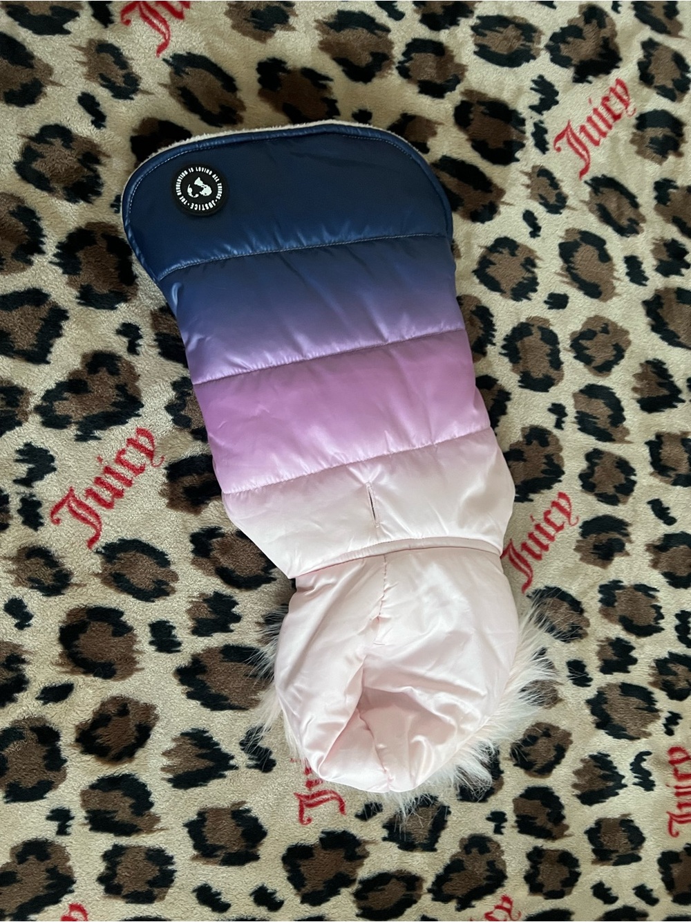 Pet Ombre Puffer Hand Muff - Pink, Purple & Navy